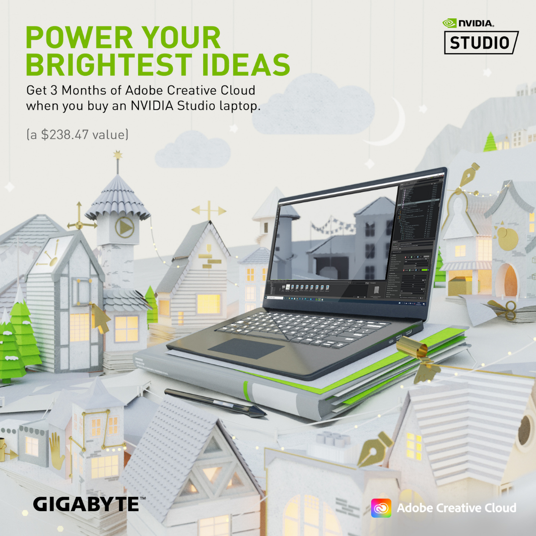 [APAC] GET 3 MONTHS OF ADOBE CREATIVE CLOUD WHEN YOU BUY AN NVIDIA STUDIO LAPTOP