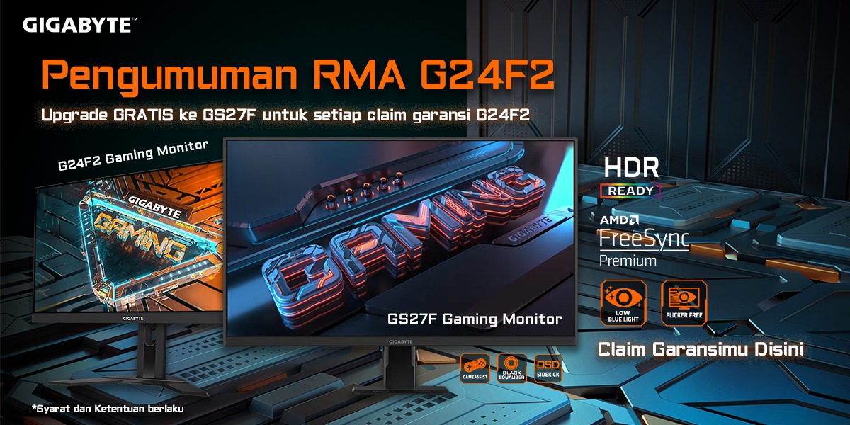 GIGABYTE Indonesia Umumkan Solusi RMA untuk Monitor Gaming G24F2